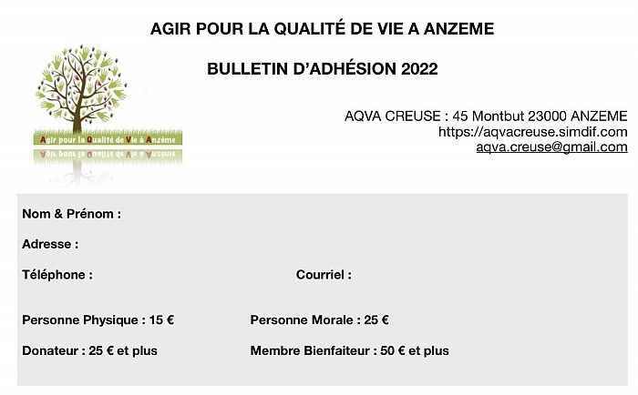 Bulletin adhésion 2022